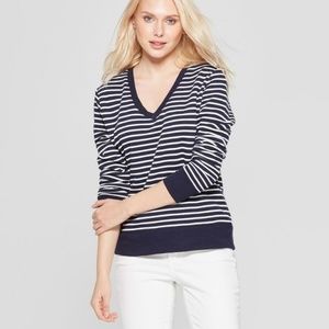 Blue and White Striped Sweatshirt